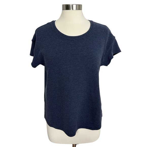 Tommy John Womens SMALL Zen Night Sky Blue Waffle Knit Thermal Short Sleeve Shir - Picture 1 of 5